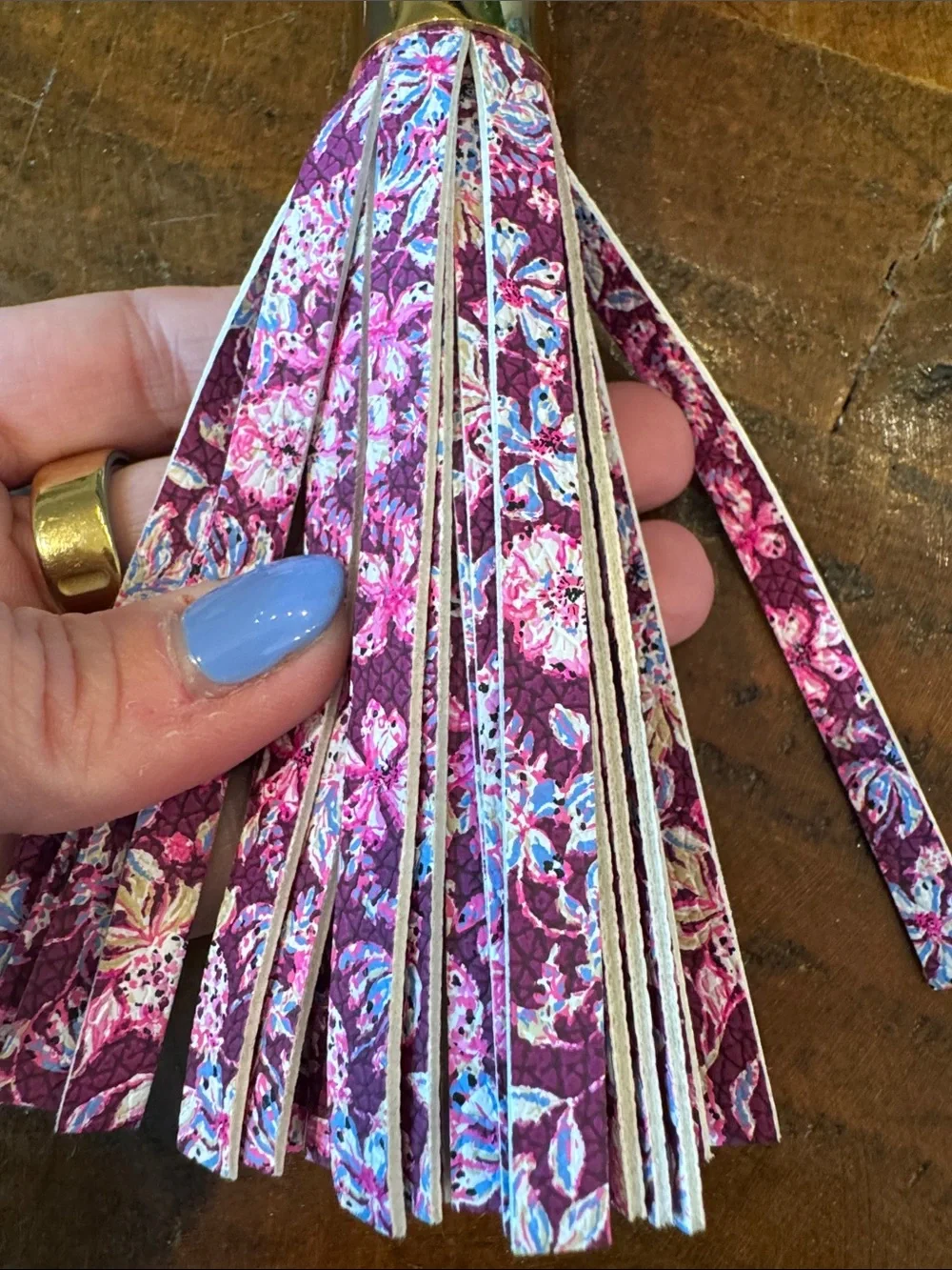 Lilly Pulitzer Gold Bottle Opener with Pink Floral Tassel